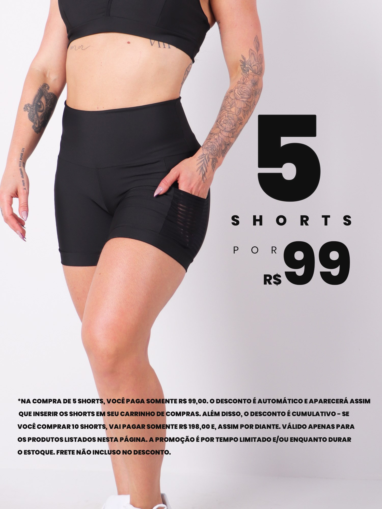 5 shorts por R$ 99