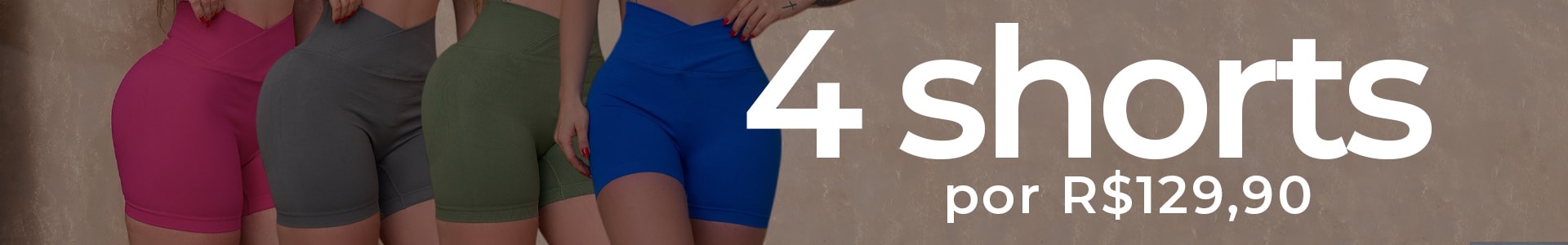 4 Shorts por R$ 129 | Fitmoda