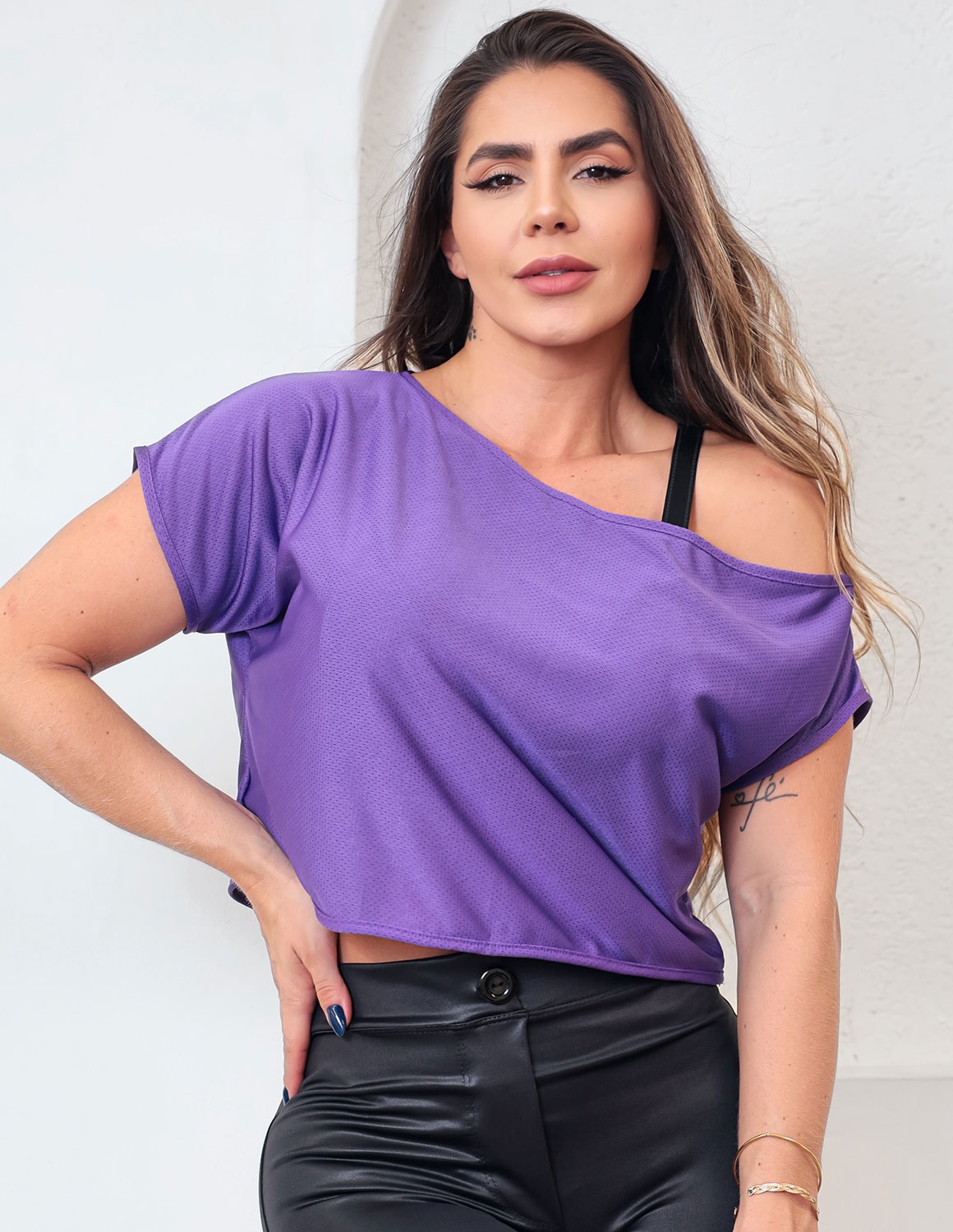 Bata Feminina Ombro Só em Dry Fit Roxo | Ref: 4.4.4271-10