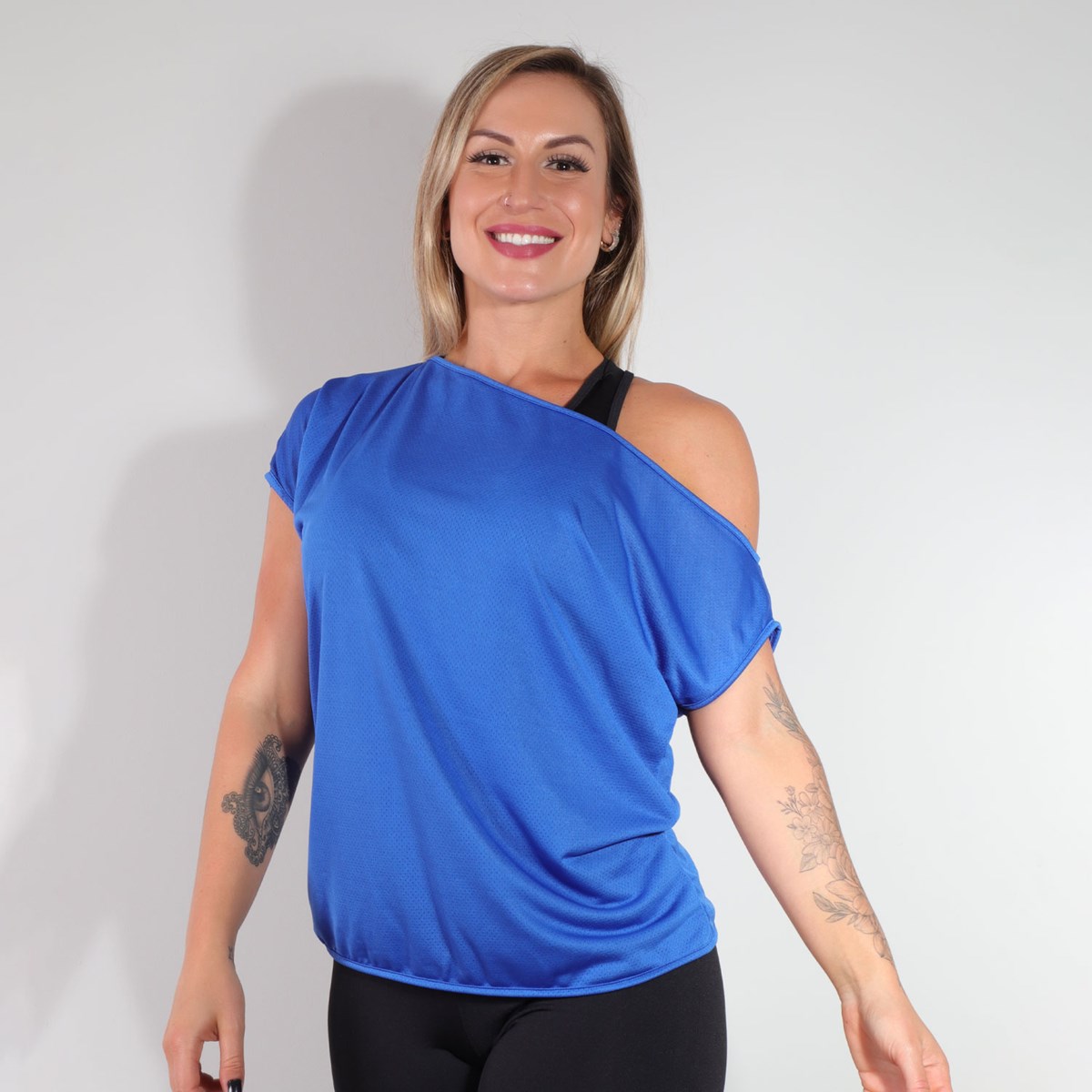 Bata Fitness Ombro Só em Dry Fit Azul | Ref: 3.3.2433-06