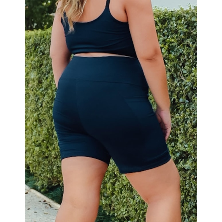 Shorts Feminino Plus Size Basic Azul Marinho