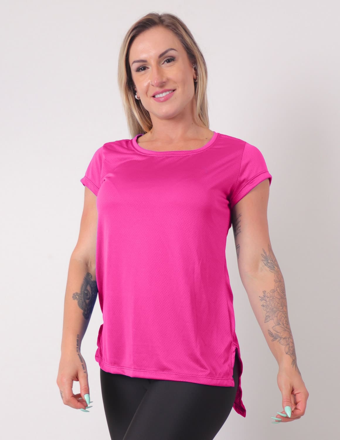 Blusa Alongada com Manguinhas Pink | Ref: 4.4.4461-07