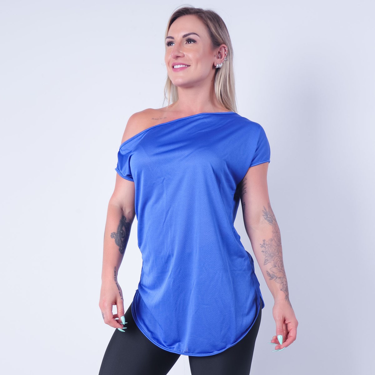 Blusa Azul Ombro Só em Dry Fit | Ref: 3.3.2434-06