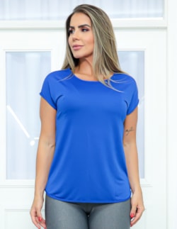 Blusa com Manguinhas em Dry Fit Azul Bic | Ref: 3.3.2554-20-G