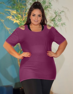 Blusa Dry Fit Feminina com Recorte nos Ombros Plus Size