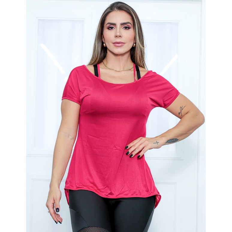 Blusa em Dry Fit Vermelho Rubi com Manguinhas | Ref: 3.3.2553-24