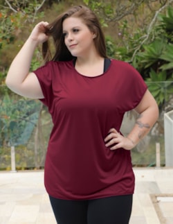 Blusa Feminina Plus Size Bordô em Dry Fit | Ref: 4.4.1752-54