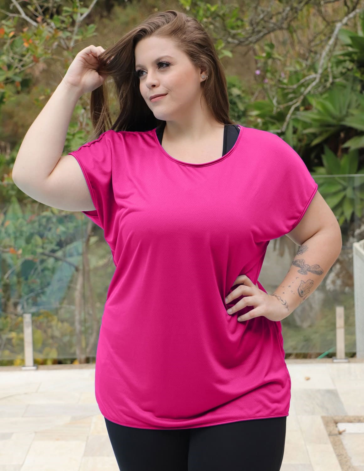 Blusa Feminina Plus Size em Dry Fit Pink