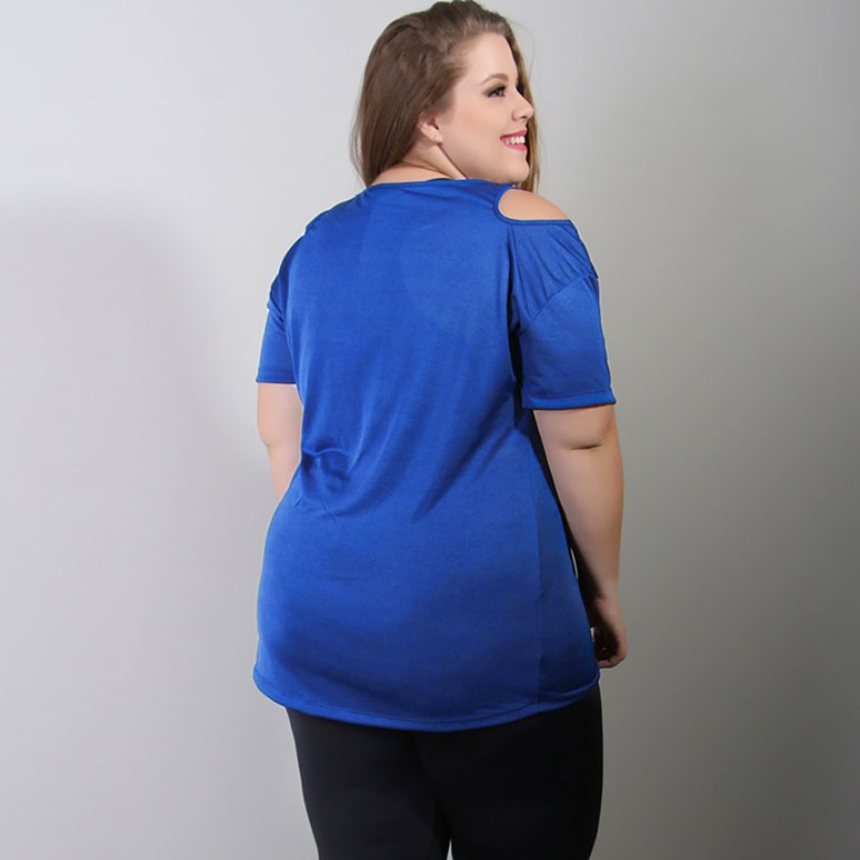 Blusa Fitness Plus Size Azul em Dry Fit | Ref: 4.4.1751-06