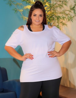 Blusa Fitness Plus Size Dry Fit Branca | Ref: 4.4.1751-02