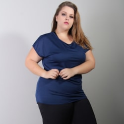 Blusa Fitness Plus Size em Dry Fit Azul Marinho | Ref: 4.4.1752-18-48