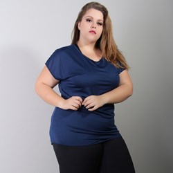 Blusa Fitness Plus Size em Dry Fit Azul Marinho | Ref: 4.4.1752-18-54