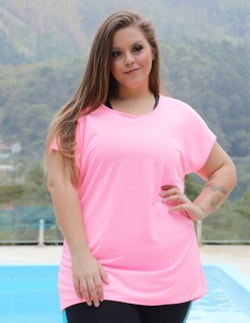 Blusa Fitness Plus Size Rosa Claro em Dry Fit | Ref: 4.4.1752-16