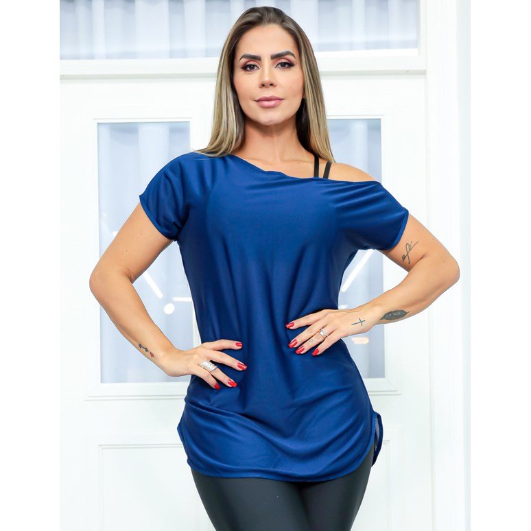 Blusa Ombro Só em Dry Fit Azul Marinho | Ref: 3.3.2434-18