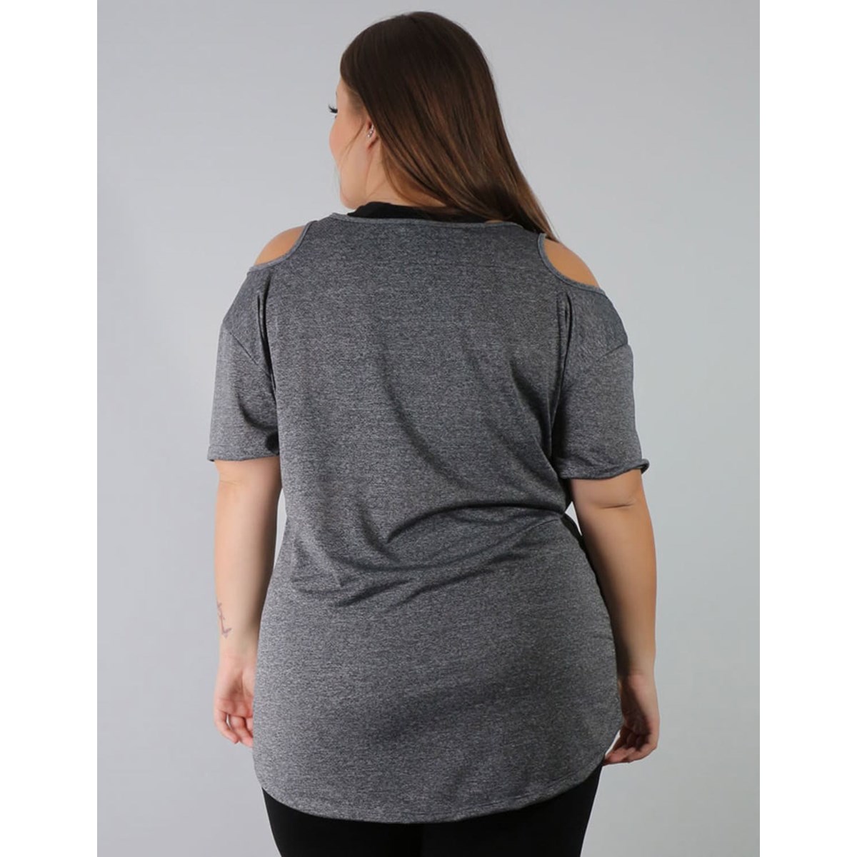 Blusa Plus Size em Dry Fit Mescla com Estampa | Ref: 4.4.1751STRONG-03