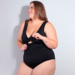 Body Plus Size Preto com Laço de Amarrar | 4.4.4268-01