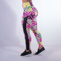 Calça Feminina Fitness Estampada com Tela | Ref: 4.4.4369-3183