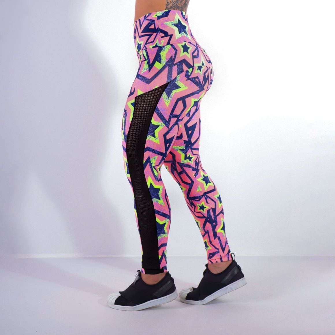 Calça Legging com Estampa e Tela Preta | Ref: 4.4.4369-3171