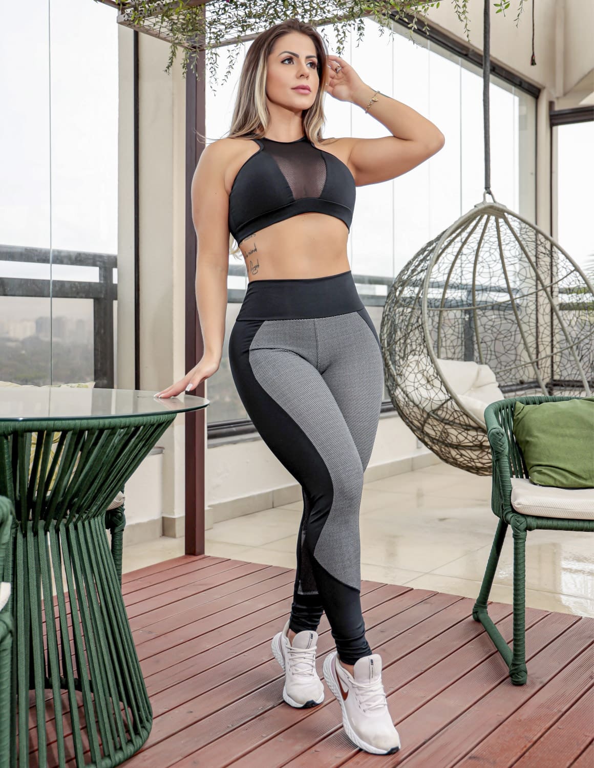 Calça legging feminina em hot sale jacquard