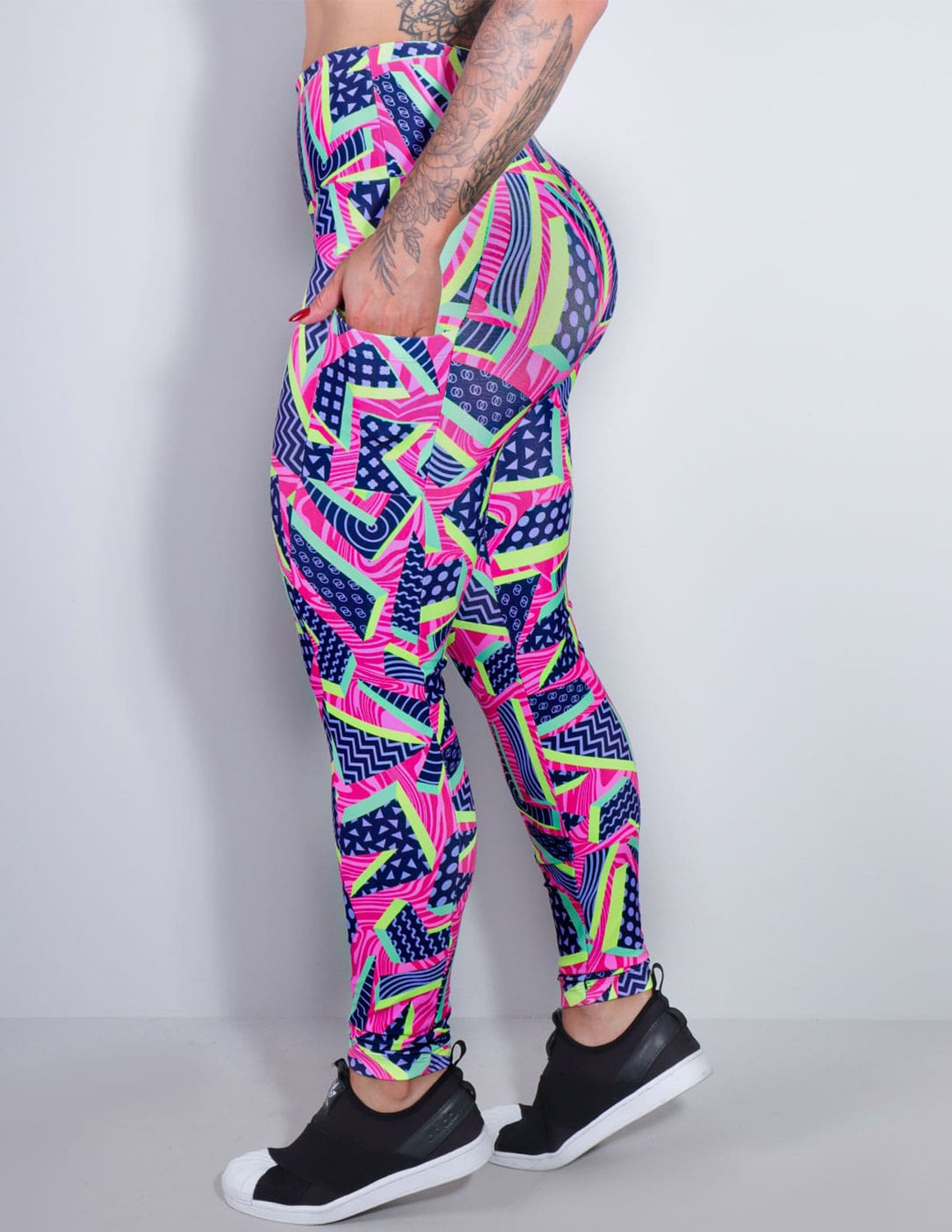 Calça Legging Estampada com Bolsos Laterais para Academia