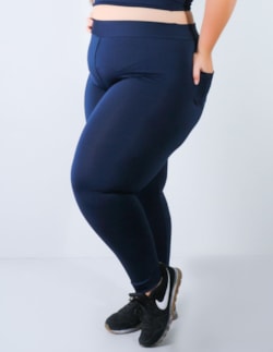 Calça Legging Feminina Plus Size Azul Marinho com Bolsos | Ref: 4.4.41