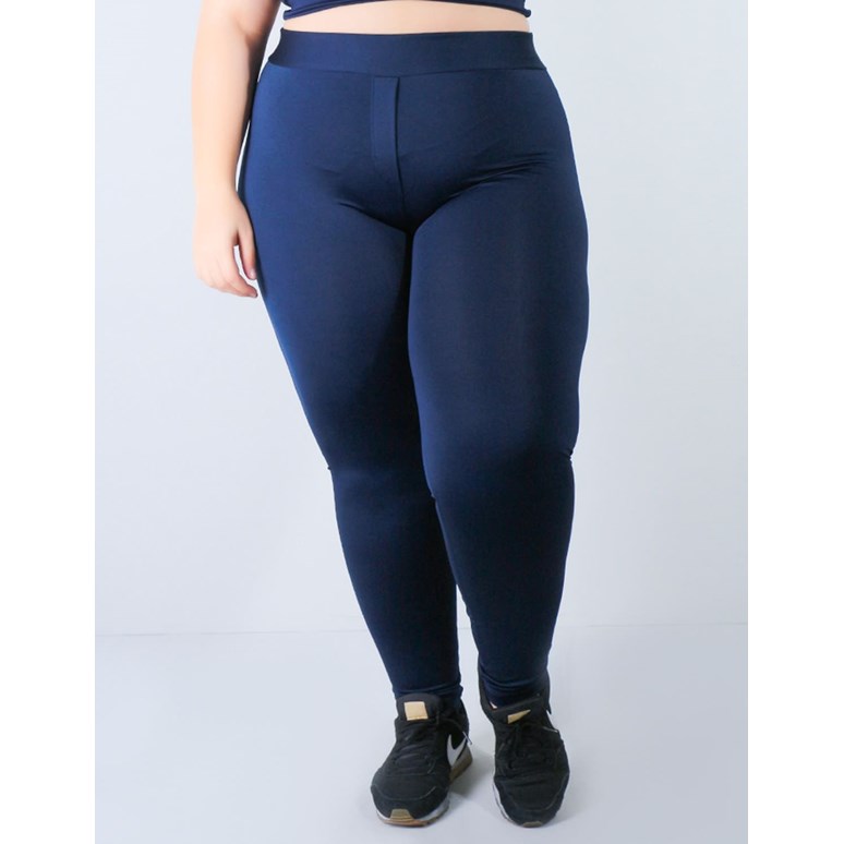 Calça Legging Feminina Plus Size Azul Marinho com Bolsos | Ref: 4.4.4156-18