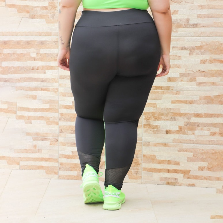 Calça Legging Feminina Plus Size Azul Marinho com Bolsos