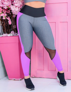 Calça Legging Fitness Feminina com Recortes em Tela