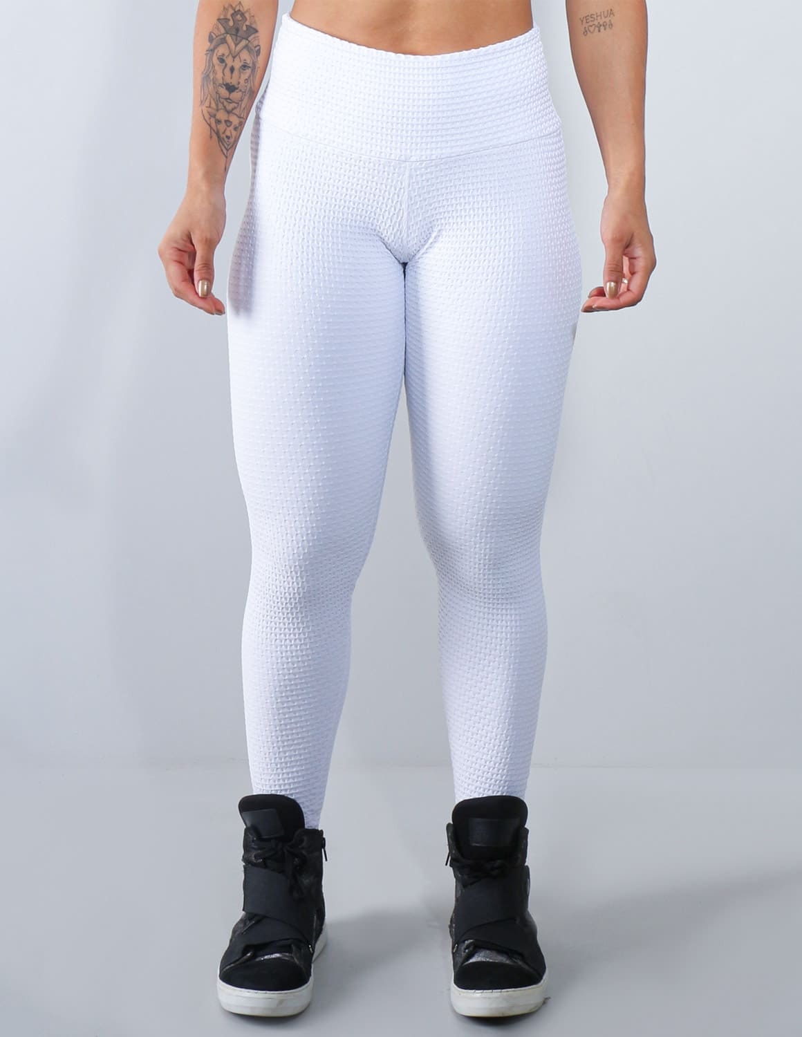 Calça Legging Fusô em Poliamida Texturizada 3D Branca Ref: