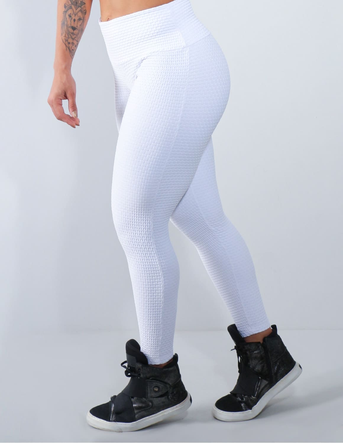 Calça Legging Fusô em Poliamida Texturizada 3D Branca Ref:
