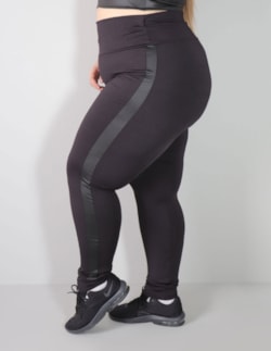 Calça Legging Plus Size Punho Preta Cós Alto com Cirrê | Ref: 4.4.4137