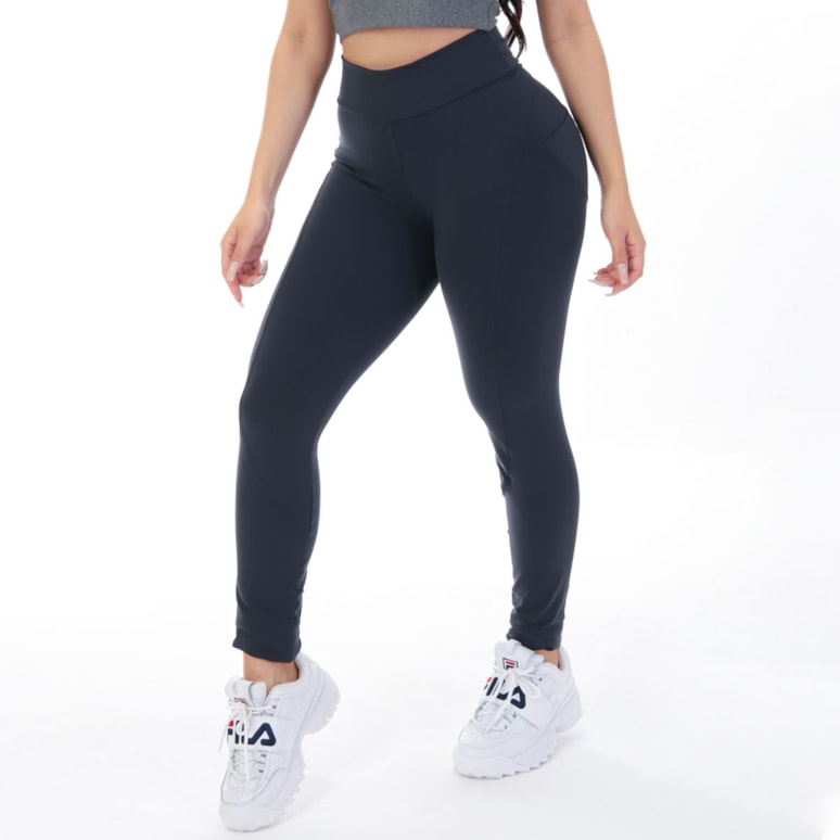 CALÇA LEGGING LISA TAPA BUMBUM COM SAIA EMBUTIDA CINTURA ALTA