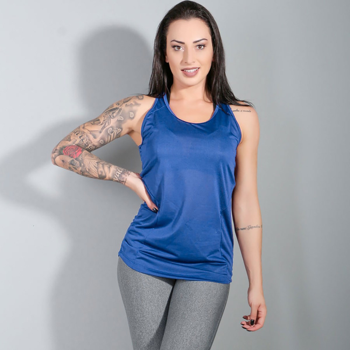 Camiseta Longuete Feminina em Dry Fit Azul | Ref: 3.3.2500-06