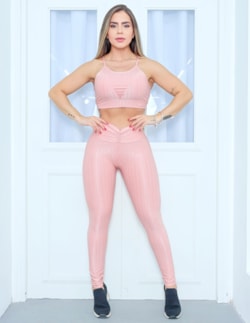 Conjunto Esportivo de Poliamida Zig com Top e Calça Empina Bumbum