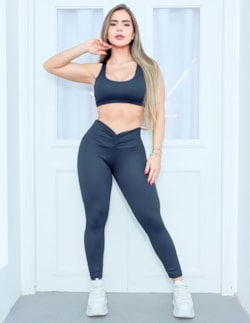 Conjunto Esportivo Feminino em Poliamida Texturizada Calça Empina Bumb