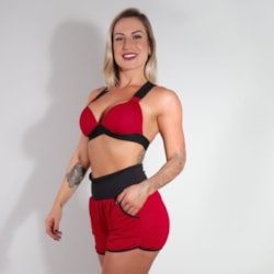 Conjunto Feminino Fitness de Dry Fit Vinho com Short e Top | Ref: 8.8.