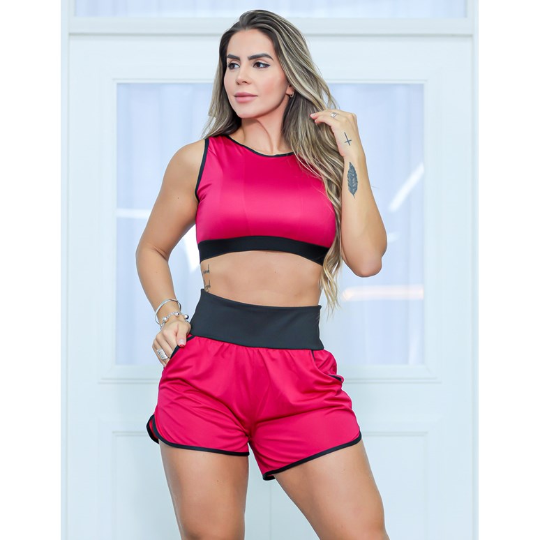 Conjunto Fitness Feminino Calça Legging Levanta Bumbum Mais Top Fitness
