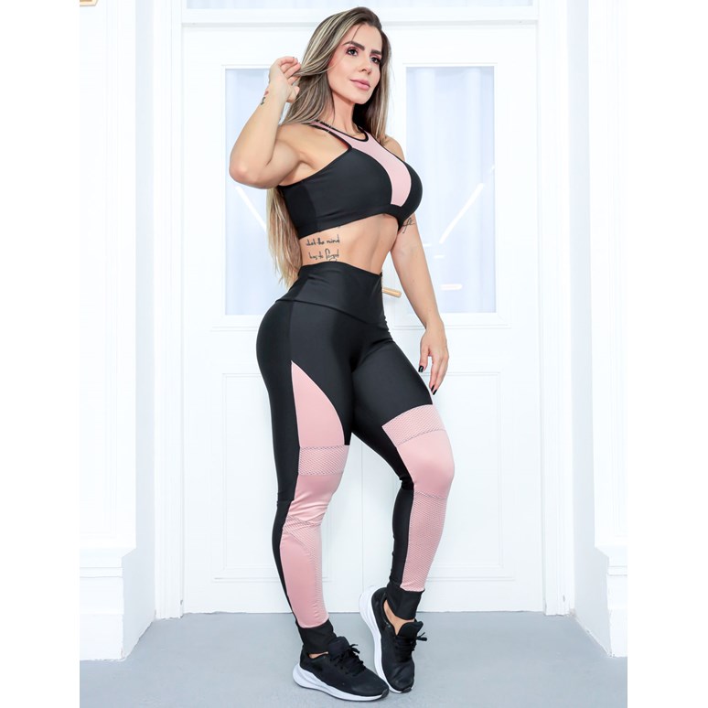 Conjunto Short + Top Cropped Com Bojo Em Poliamida Nk Wod / Moda Feminina  Fitness Academia Premium