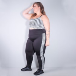 Conjunto Plus Size Fitness com Legging e Cropped em Tecido Jacquard |