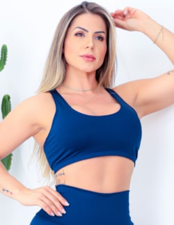 Cropped Feminino Azul Marinho com Bojo Removível | Ref: 4.4.4030-18