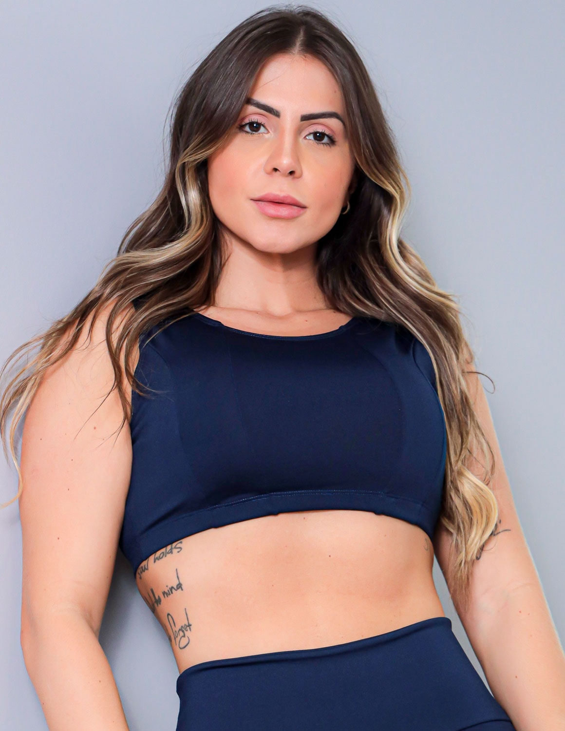 Cropped Feminino Azul Marinho sem Bojo | Ref: 4.4.4324-18