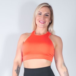 Cropped Feminino Fitness Laranja Neon sem Bojo | Ref: 4.4.4091-37