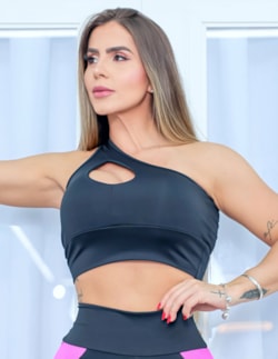 Cropped Feminino Preto com Bojo | Ref: 4.4.1821-01