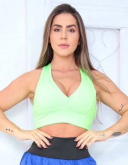 Cropped Fitmoda Verde Neon Com Bojo Removível | Ref: 4.4.1820-32
