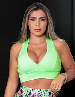 Cropped Fitmoda Verde Neon Com Bojo Removível | Ref: 4.4.1820-32