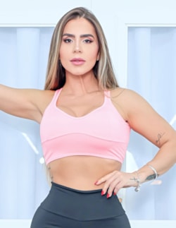 Cropped Fitness com Bojo Removível e Decote Aberto nas Costas