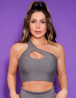 Cropped Fitness Feminino com Bojo Mescla | Ref: 4.4.1821-03