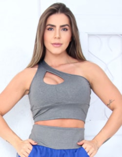 Cropped Fitness Feminino com Bojo Mescla | Ref: 4.4.1821-03