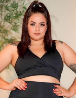 Cropped Fitness Feminino Preto Plus Size sem Bojo | Ref: 4.4.4126-01-4