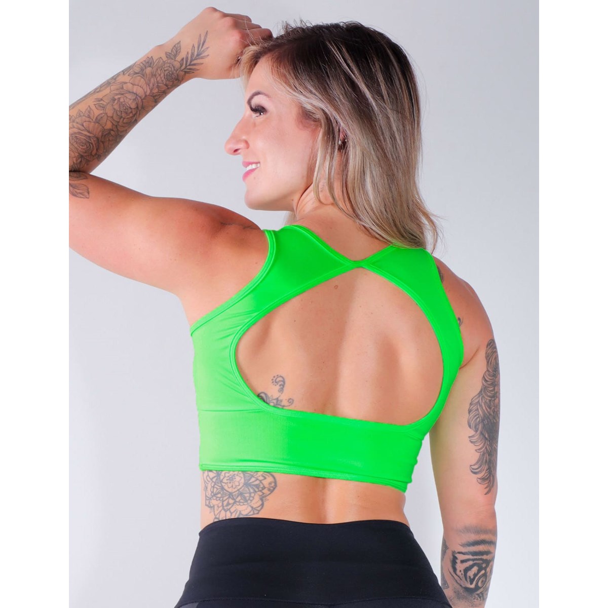 Cropped Fitness Verde neon com Bojo Removível | Ref: 4.4.4167-32-VERDE NEON